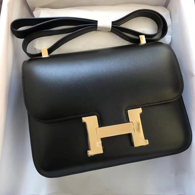 Hermes Constance Bag In Calfskin Black