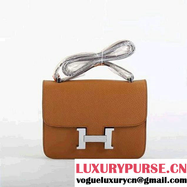 Hermes Togo Leather Constance Bag 1622S Light Coffee Silver