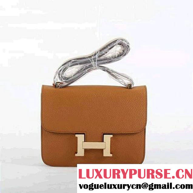 Hermes Togo Leather Constance Bag 1622S Light Coffee Golden