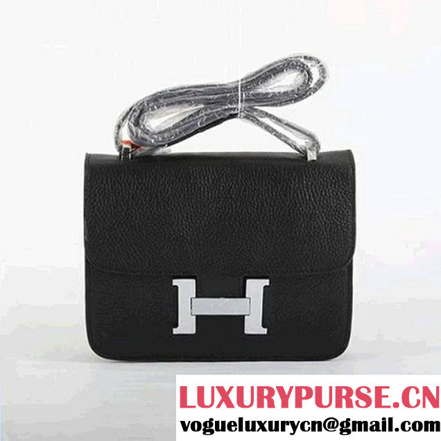 Hermes Togo Leather Constance Bag 1622S Black Silver