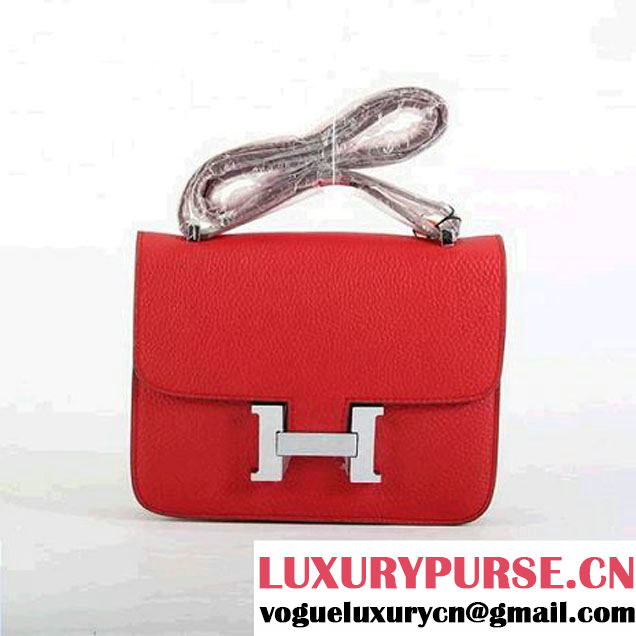 Hermes Constance Bag Red Togo Leather 1622S Silver hardware