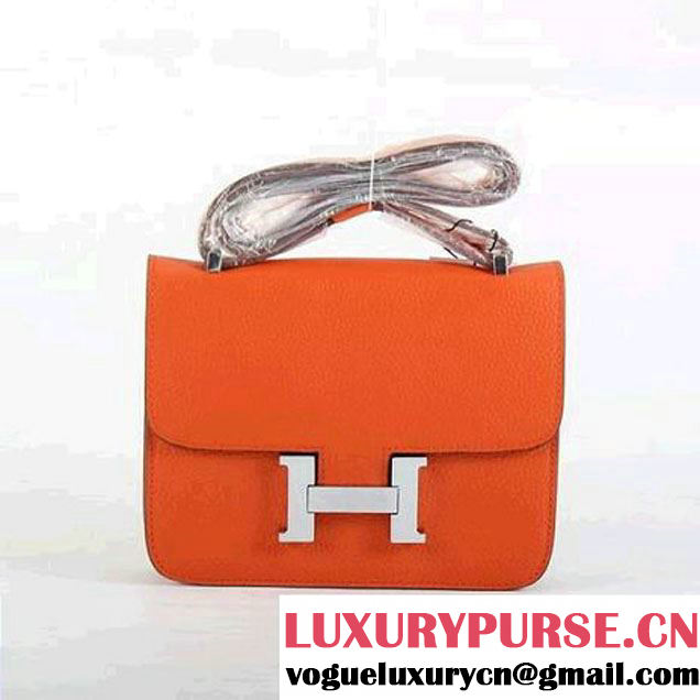 Hermes Constance Bag Orange Togo Leather 1622S Silver