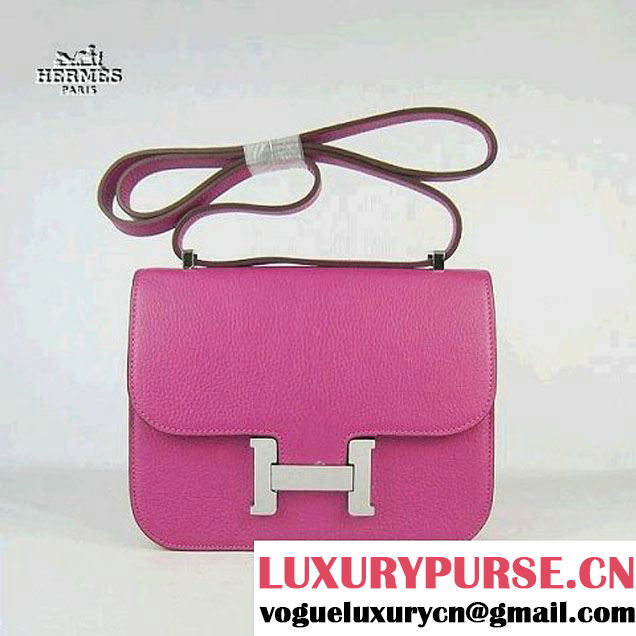 Replica Hermes H017 Peach Leather Silver Hardware