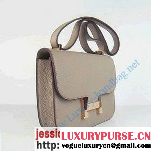 Hermes Oxhide Leather Message Bag Grey H017 Gold Hardware