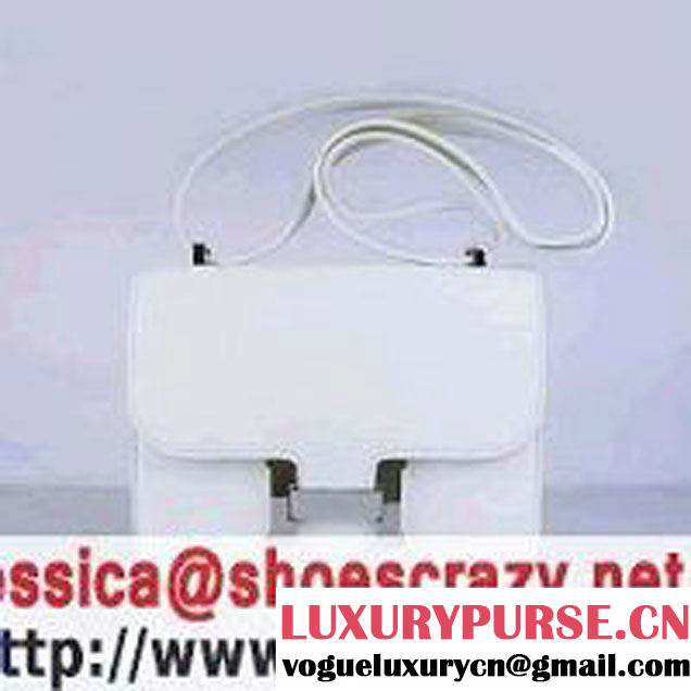 Hermes Constance Bag White Oxhide Leather Silver