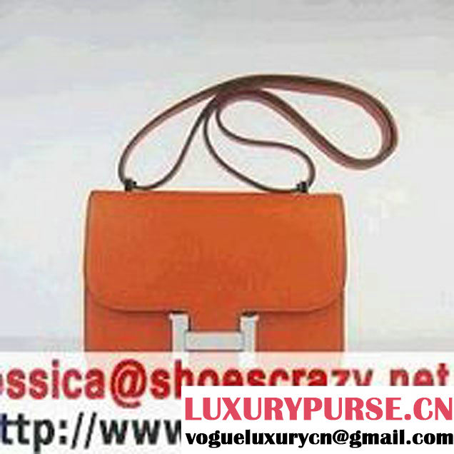 Hermes Constance Bag Orange Oxhide Leather Silver