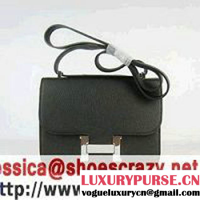 Hermes Constance Bag Black Oxhide Leather Silver