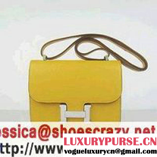 Hermes Constance Bag Yellow Oxhide Leather Silver