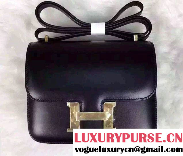 Hermes Original Box Leather Constance 18cm/23cm Bag Black/Gold