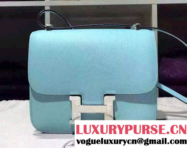 Hermes Original Epsom Leather Constance 18cm/23cm Bag Sky Blue/Silver