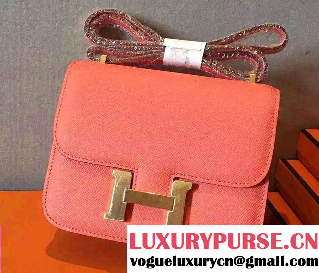 Hermes Original Epsom Leather Constance 18cm/23cm Bag Lobster Pink