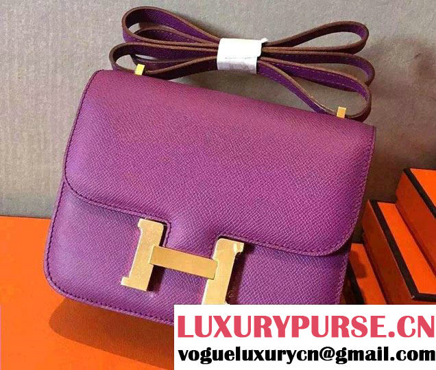 Hermes Original Epsom Leather Constance 18cm/23cm Bag Purple