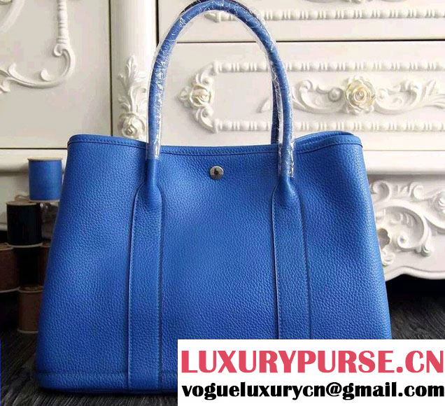 Hermes Original Togo Leather Garden Party 30cm/36cm Bag Blue