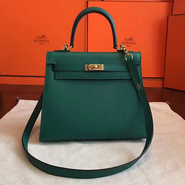 Hermes Kelly 25cm Bag Dark Green Epsom Leather