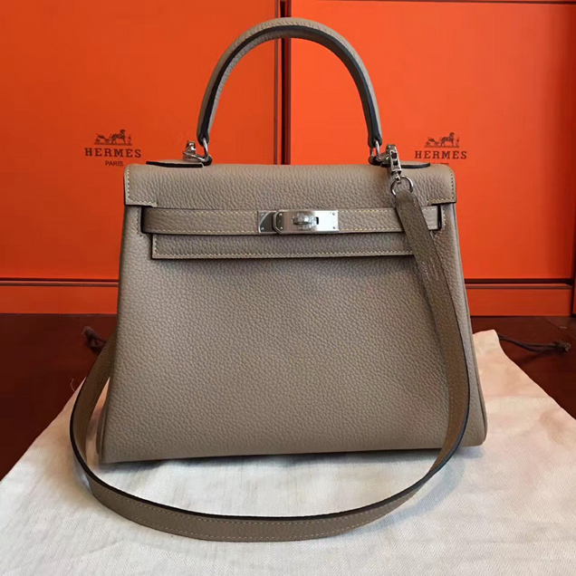 Hermes Kelly 28cm Bag Grey Togo Leather