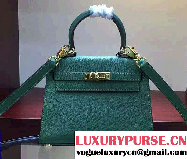 Hermes Epsom Leather Kelly 20cm Mini Bag Green 2016