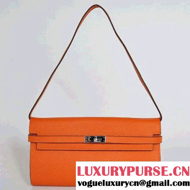 Hermes Kelly 26CM Shoulder Bag Clemence Orange