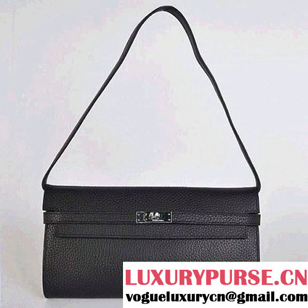 Hermes Kelly 26CM Shoulder Bag Clemence Black