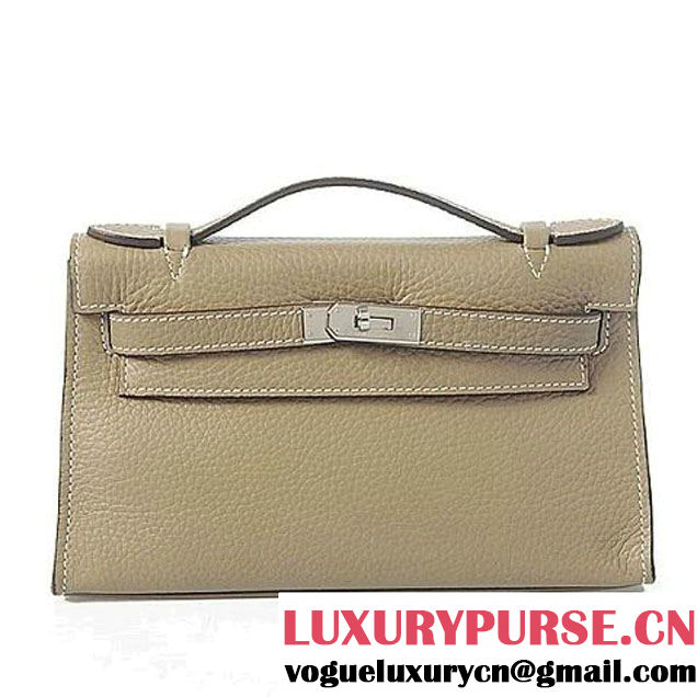 Hermes Kelly 22cm Clemence Leather Grey