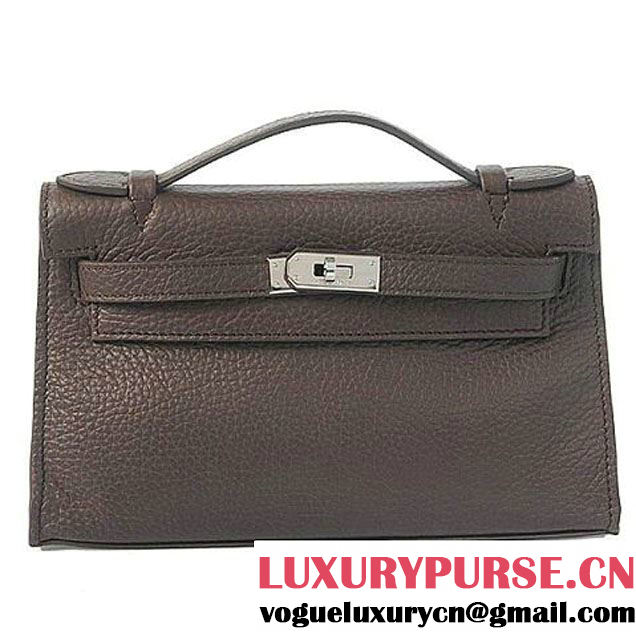 Hermes Kelly 22cm Clemence Leather Brown