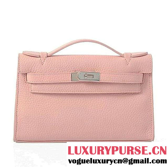 Hermes Kelly 22cm Clemence Leather Pink