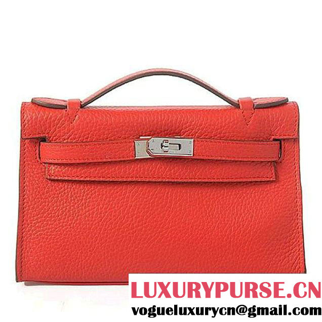 Hermes Kelly 22cm Clemence Leather Red