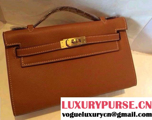 Hermes Kelly 22 Epsom Leather Clutch Bag Camel