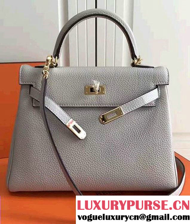 Hermes Kelly 25cm In Original Calfskin Leather Bag Grey