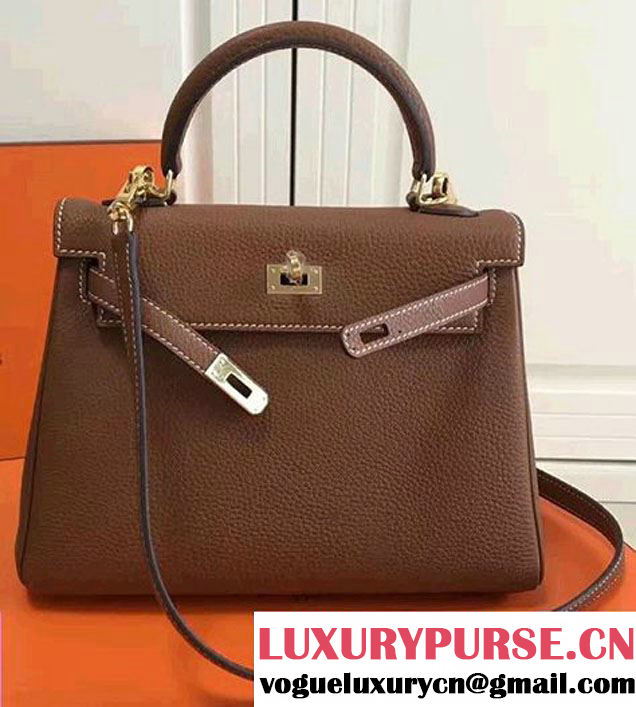 Hermes Kelly 25cm In Original Calfskin Leather Bag Khaki