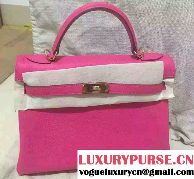 Hermes Kelly 28cm/32cm Bag in Original Togo Leather Fushia