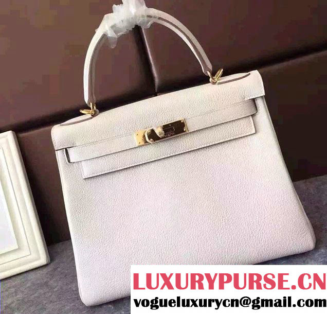 Hermes Kelly 28cm/32cm Bag in Original Togo Leather White