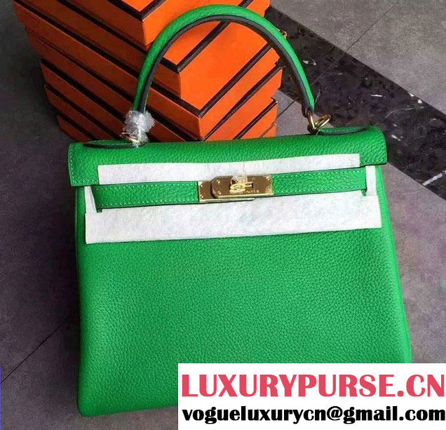 Hermes Kelly 28cm/32cm Bag in Original Togo Leather Light Green