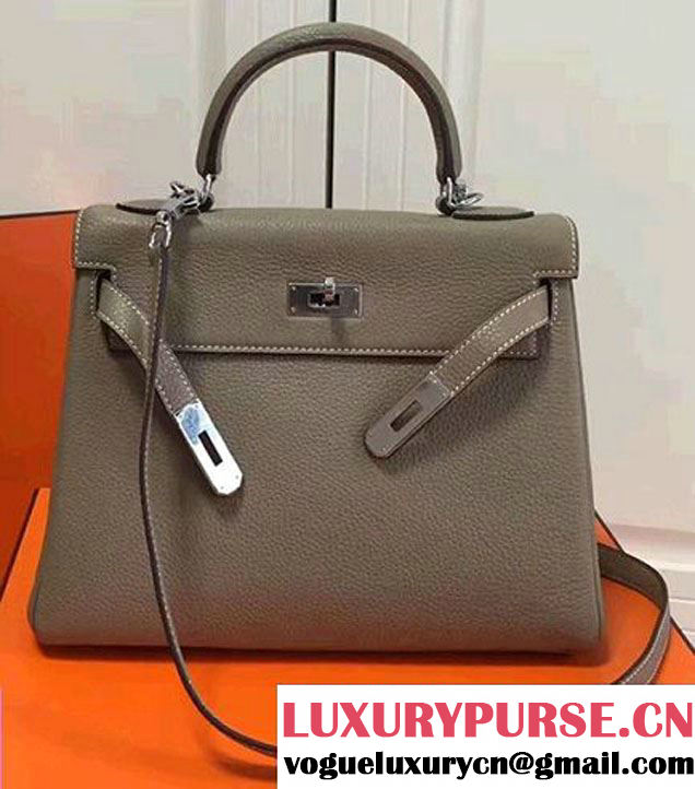 Hermes Kelly 28CM/32CM Bag In Togo Leather With Sliver Hardware Grey