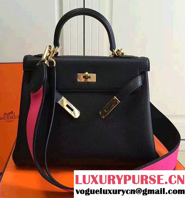 Hermes Kelly 32/28 Togo Leather With Amazon Strap Bag Black 2016