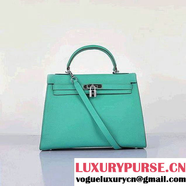 Hermes Kelly 32CM Bags Togo Leather Green Silver