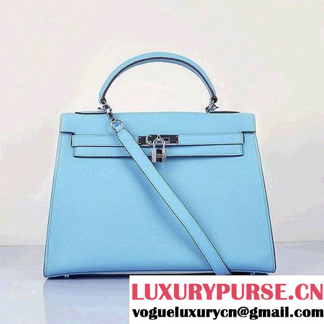 Hermes Kelly 32cm Bags Togo Leather Light Blue