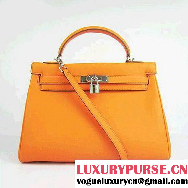 Hermes Kelly 32cm Bags Togo Leather 6108 Orange Silver