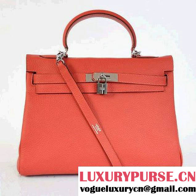 Hermes Kelly 32cm Bags Togo Leather Light Red Silver