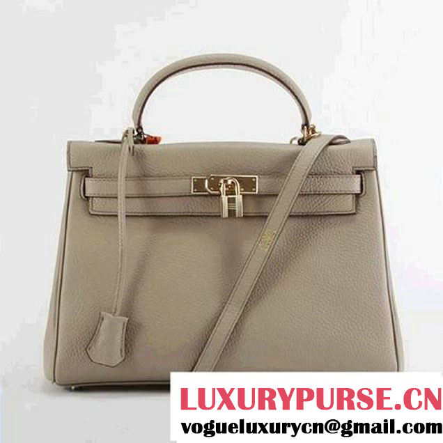 Hermes Kelly 32cm Togo Leather Handbags 6018 Light Grey Golden