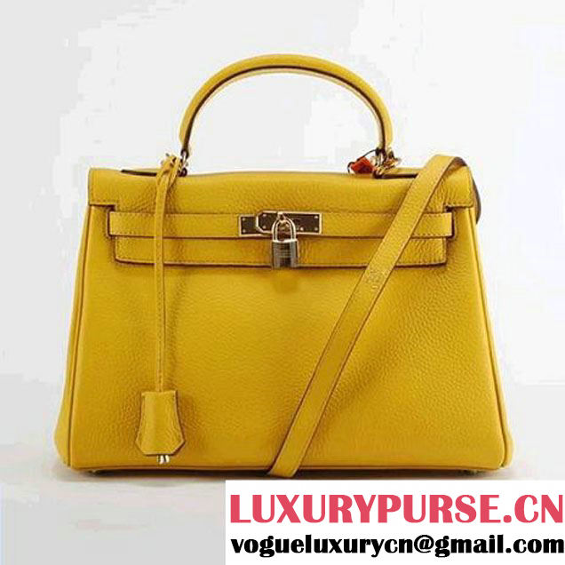 Hermes Kelly 32cm Togo Leather Handbags 6018 Yellow Golden