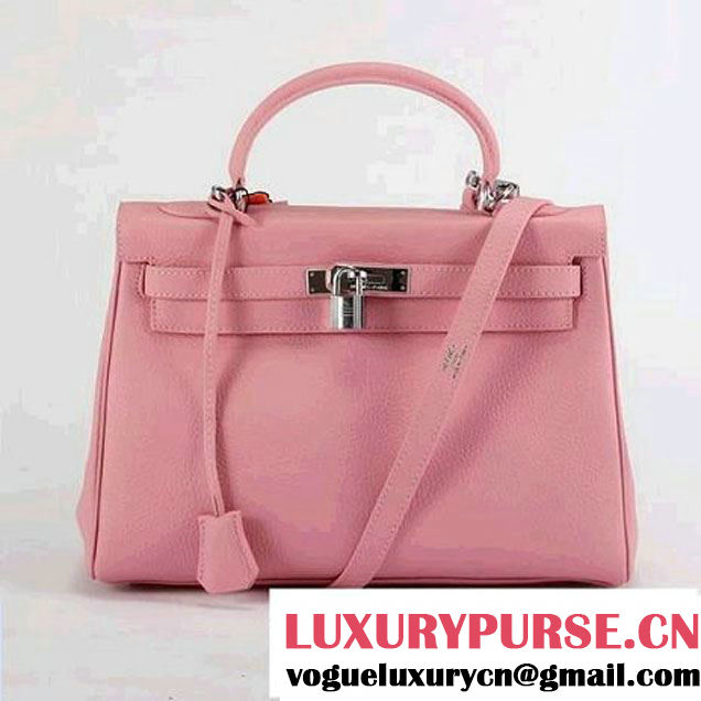 Hermes Kelly 32cm Togo Leather Handbags 6018 Pink Silver