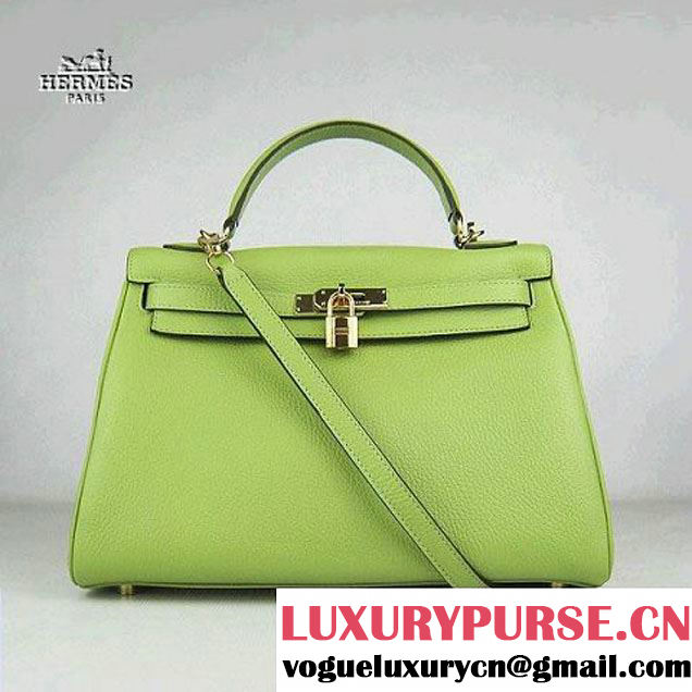 Hermes Kelly 32cm Togo Leather Bag Green 6108 Gold Hardware