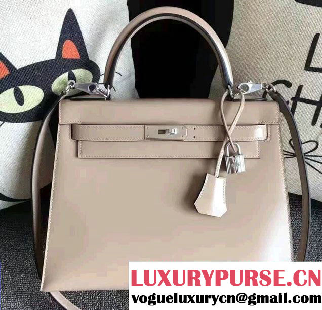 Hermes Kelly 28cm/32cm Bag in Original Box Leather Light Gray