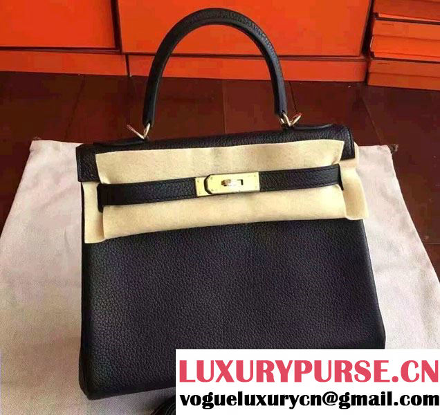 Hermes Kelly 28cm/32cm Bag in Original Togo Leather Black/Gold