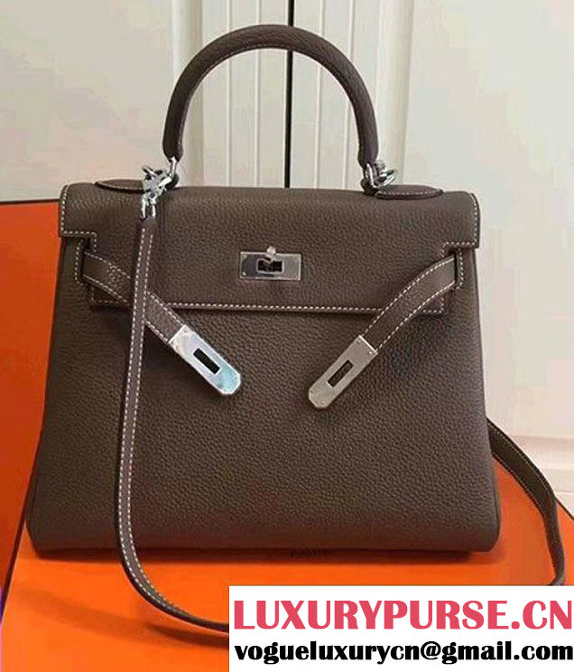 Hermes Kelly 28CM/32CM Bag In Togo Leather With Sliver Hardware Etoupe