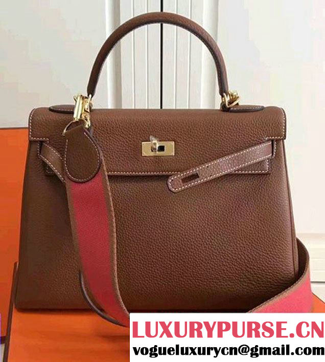 Hermes Kelly 32/28 Togo Leather With Amazon Strap Bag Brown 2016