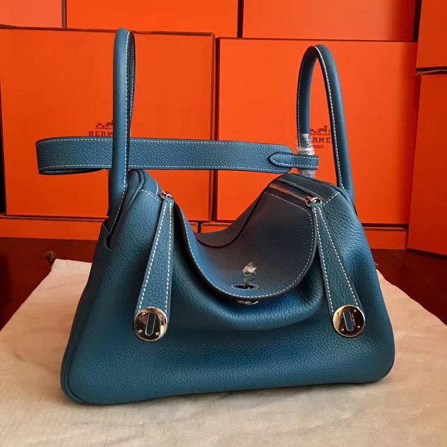 Hermes Lindy 30cm Bag Jean Blu Togo Leather