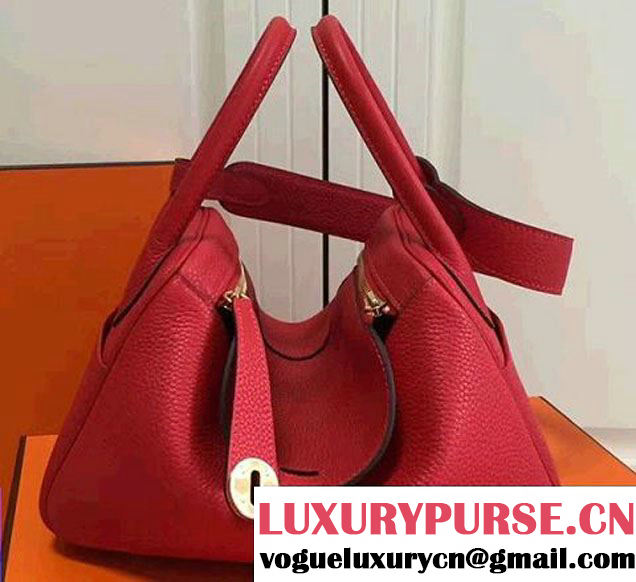 Hermes Leather Lindy 26/30cm Bag Red