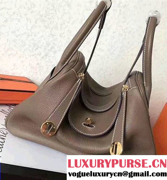 Hermes Lindy 26/30 Bag In Original Togo Leather Gold/Sliver Hardware Dark Grey