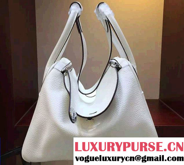 Hermes Leather Lindy 30cm Bag White 2016